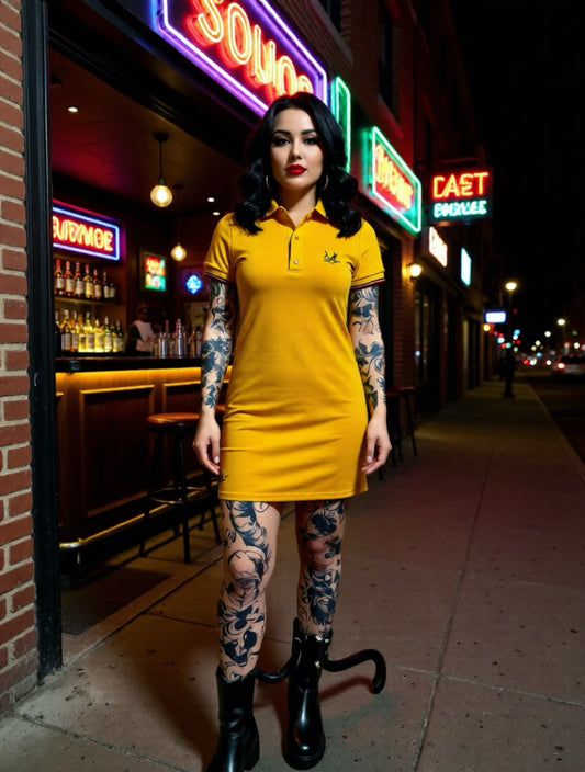 Vestido Polo Amarillo y Granate
