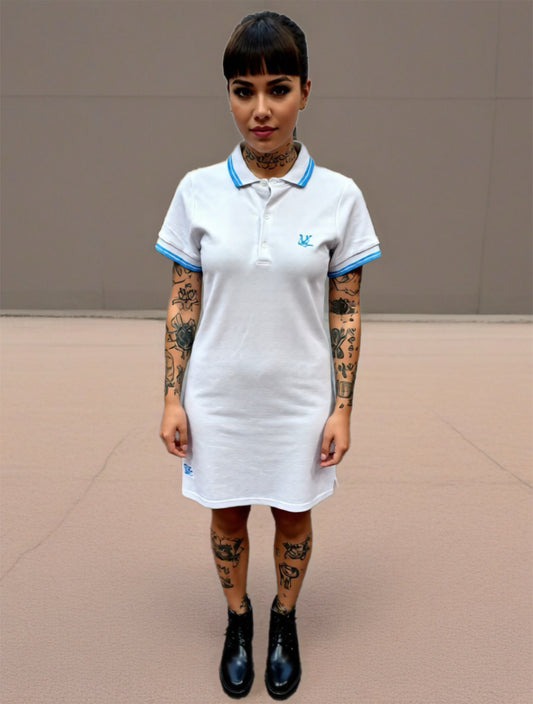 Vestido Polo Blanco y Celeste