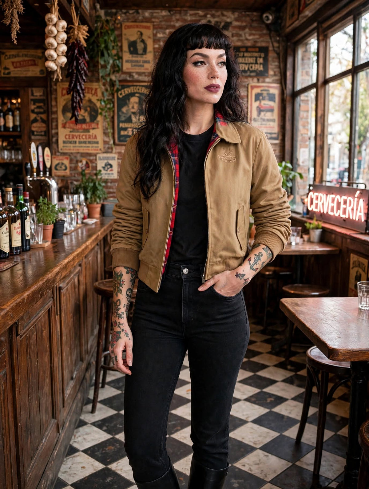 Harrington Mujer - Hard To Handle Camel / Rojo Tartán