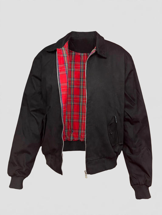 Chaqueta Harrington Retro Hard To Handle - Negra / Tartan Royal Stewart