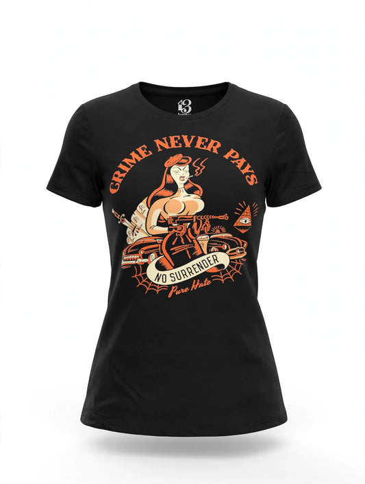 Camiseta Mujer Crime Never Pays - 13 Lágrimas