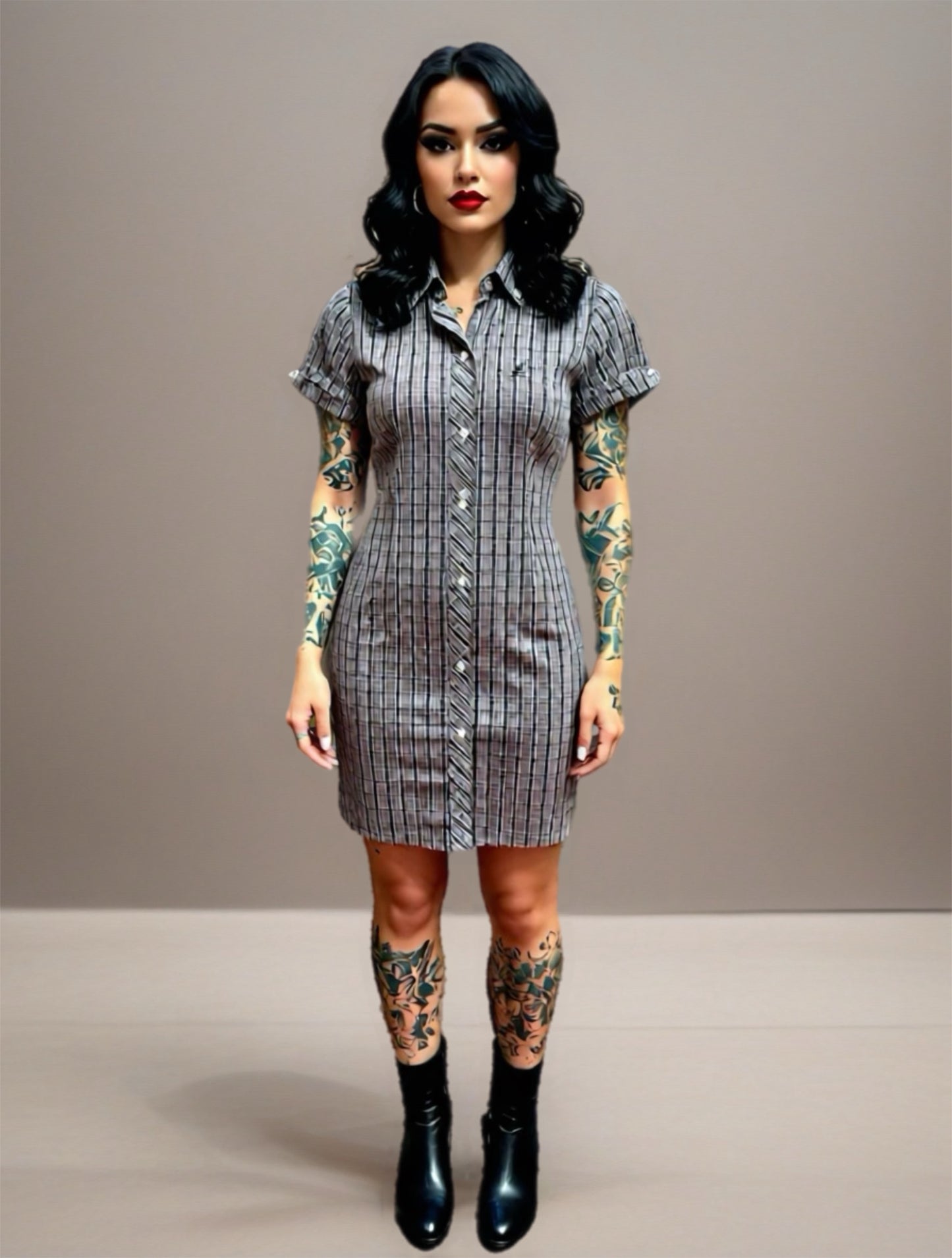 Vestido camisero a cuadritos