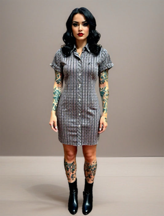 Vestido camisero a cuadritos