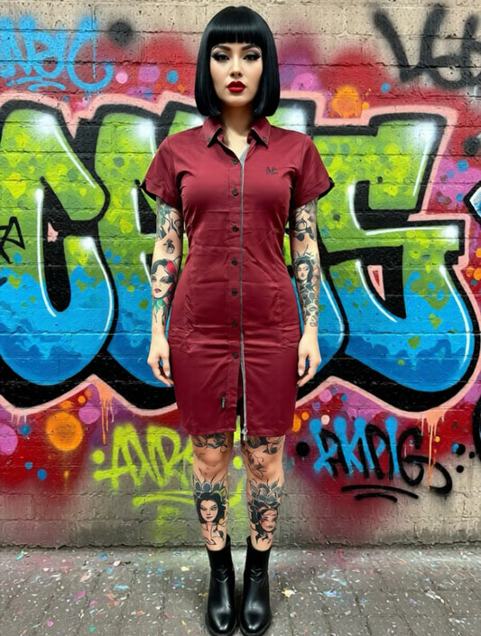 Vestido Camisero Granate