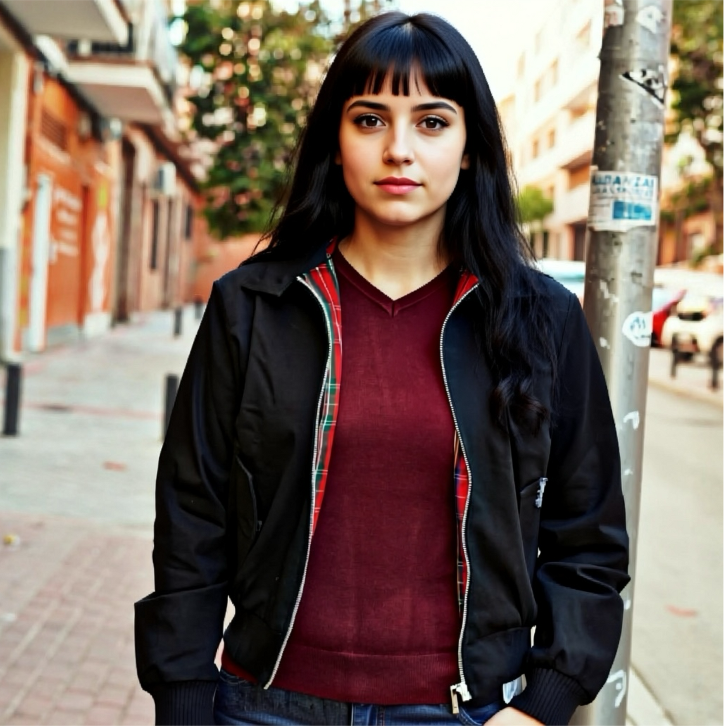 Harrington negra retro mujer