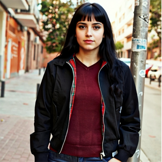 Harrington negra retro mujer