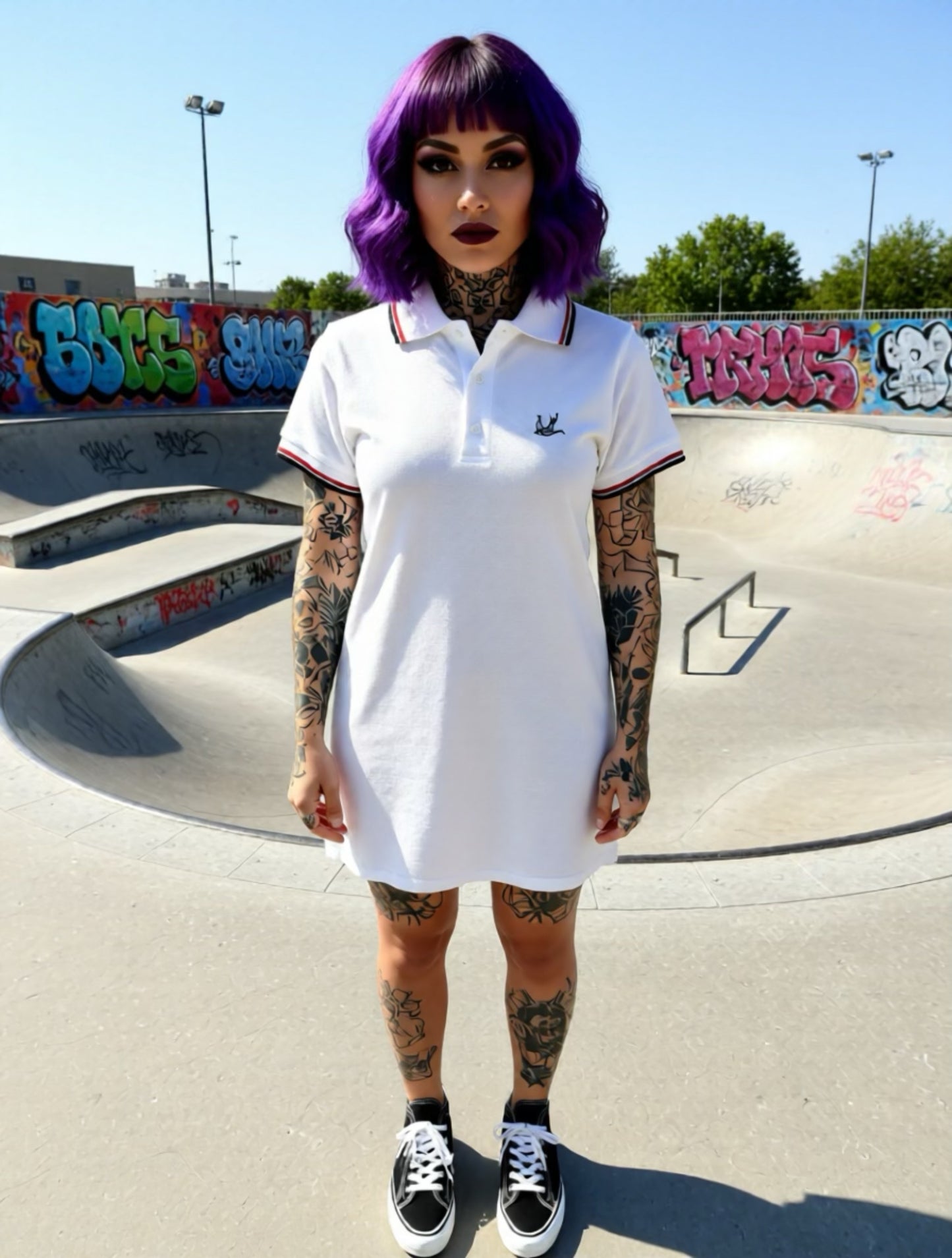 Vestido Polo blanco azul y rojo