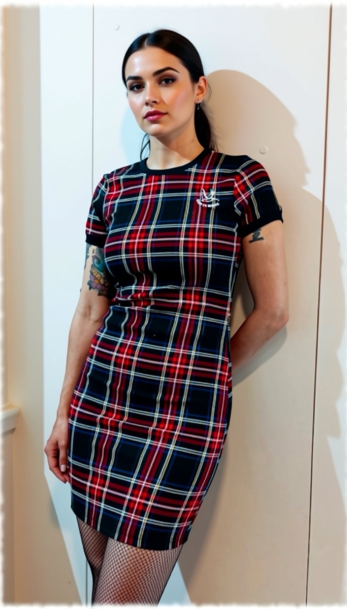 Vestido escocés negro