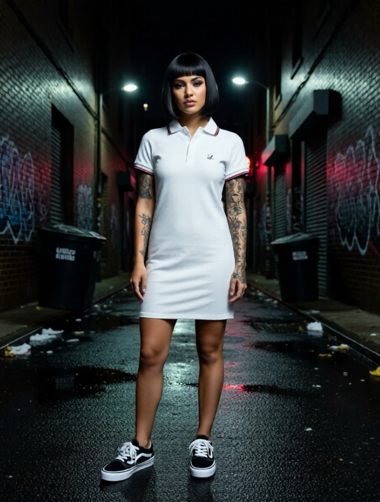 Vestido Polo blanco azul y rojo