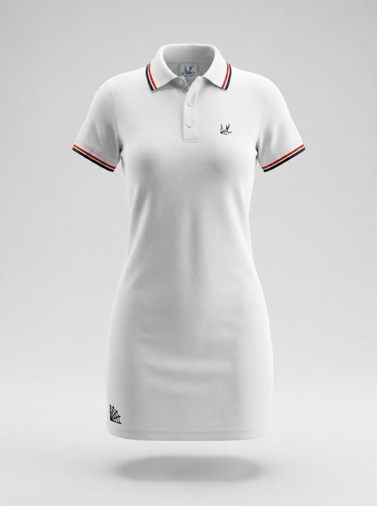 Vestido Polo Blanco, Azul y Rojo